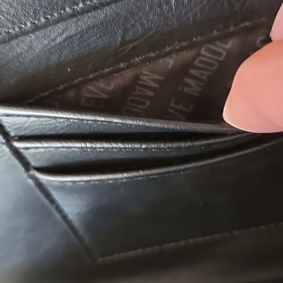 Steve Madden Black Crossbody wallet Bag with Elegant Chain Strap womens zip lady - Picture 8 of 16